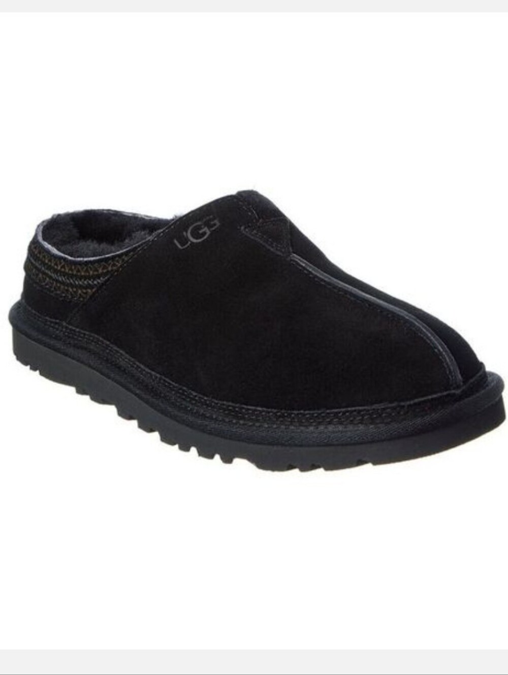 Ugg Men's Neuman Suede Slippers Black Tasman Braid Sheepskin
